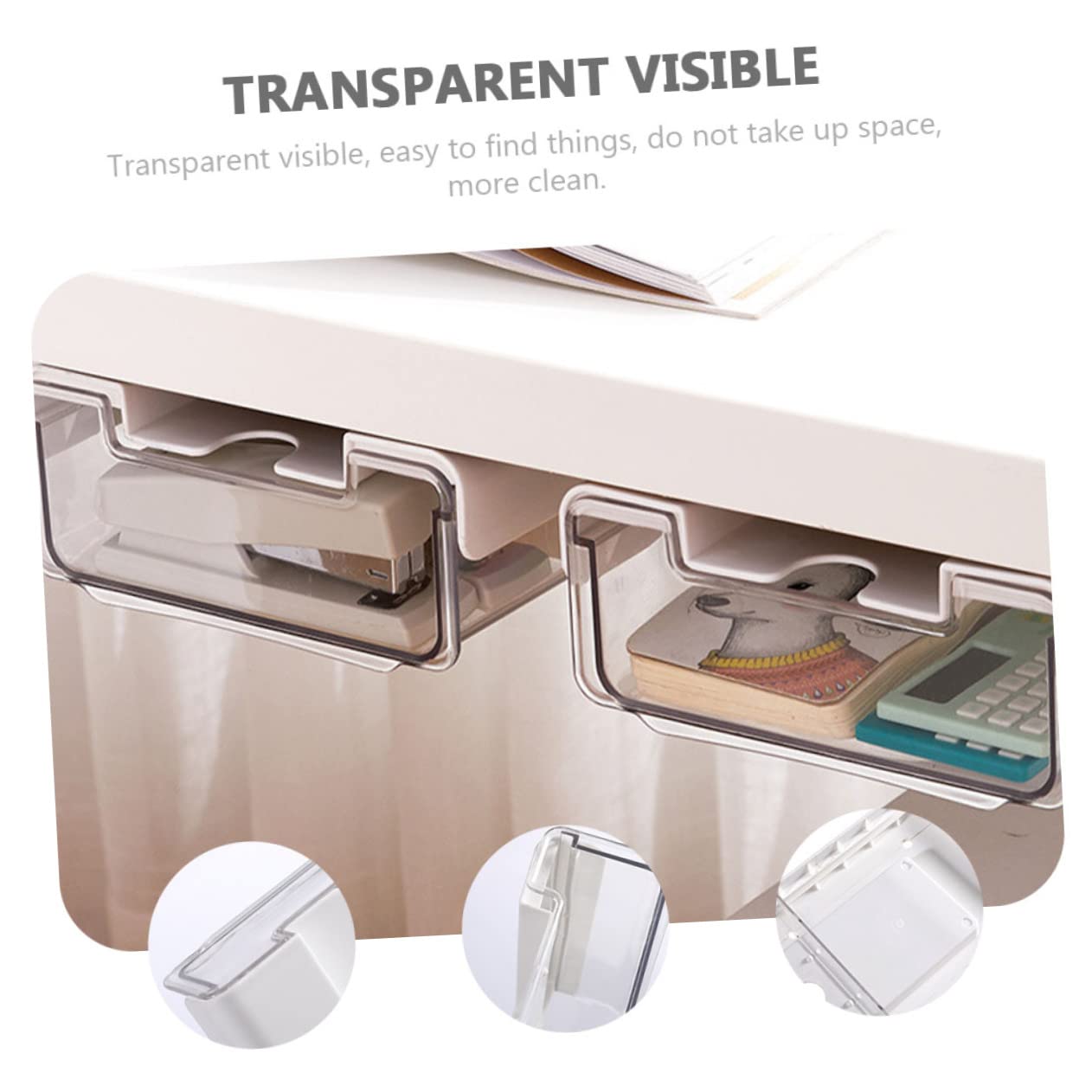 Uonlytech 2piezas Cajas De Almacenamiento Cajón Debajo Del Escritorio Organizadores Invisibles Para Papelería Para Escritorios De Oficina