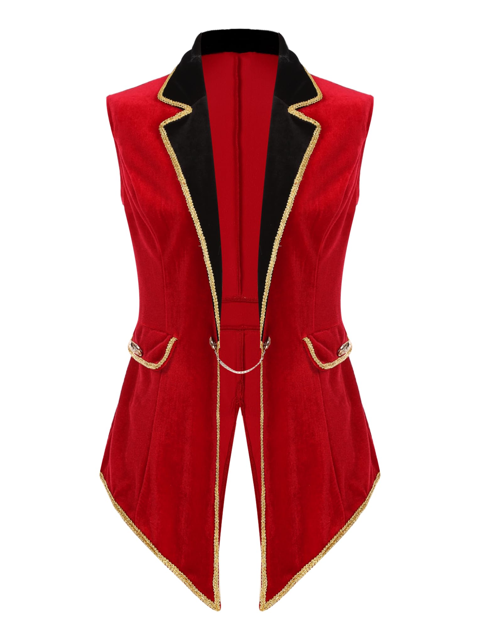 Costume Halloween Femme Gilet Déguisement Cirque Veste Sans Manche Gothique Manteau Monsieur Loyal Halloween Carnaval Fête Performance