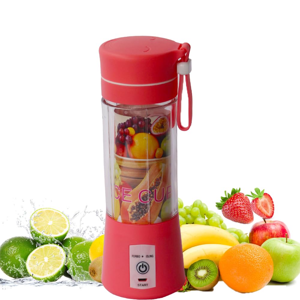 Portable Blender-Fruit & Vegetable Juicer-For Travel Sports Kitchen-380Ml With 6 Blades-WENPIC Food Mixer-For Shakes And Smoothies?Juice, Baby Food, Etc. (Pink)