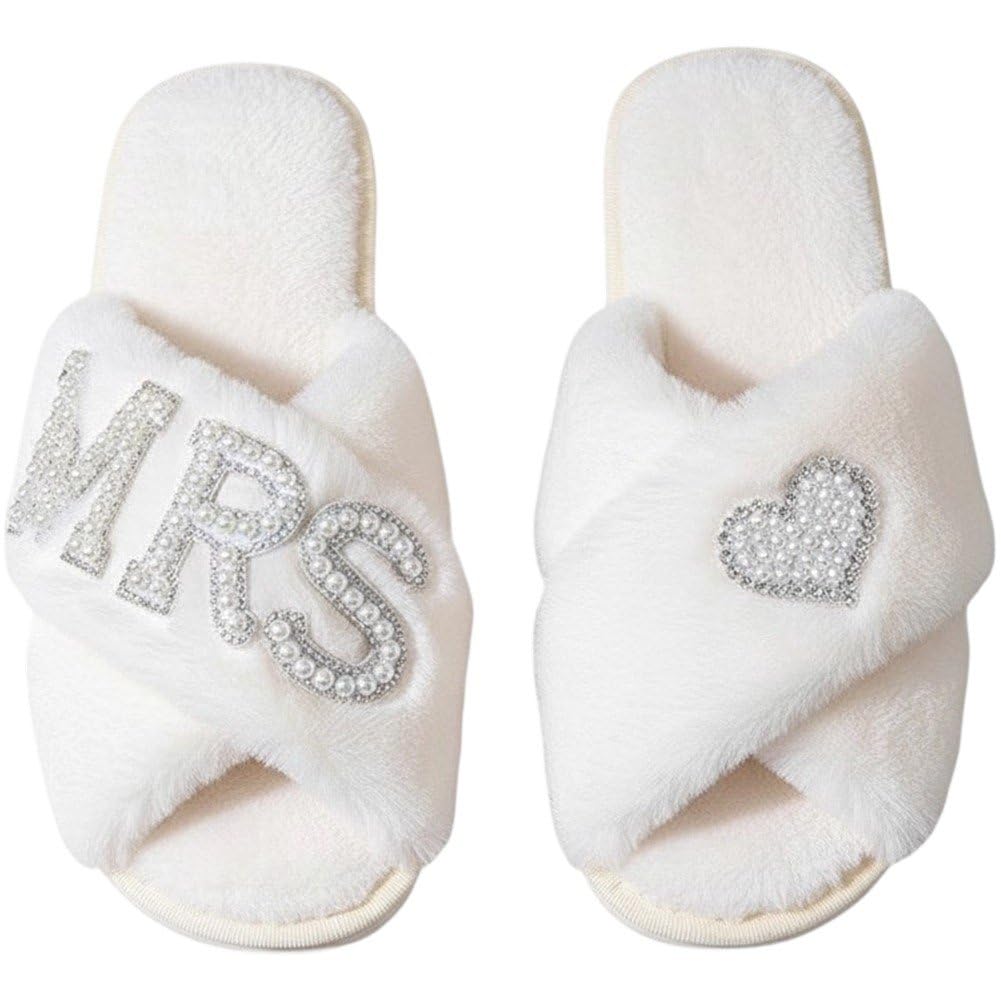 Pantoufles de mariée personnalisées avec perles pour le jour du mariage