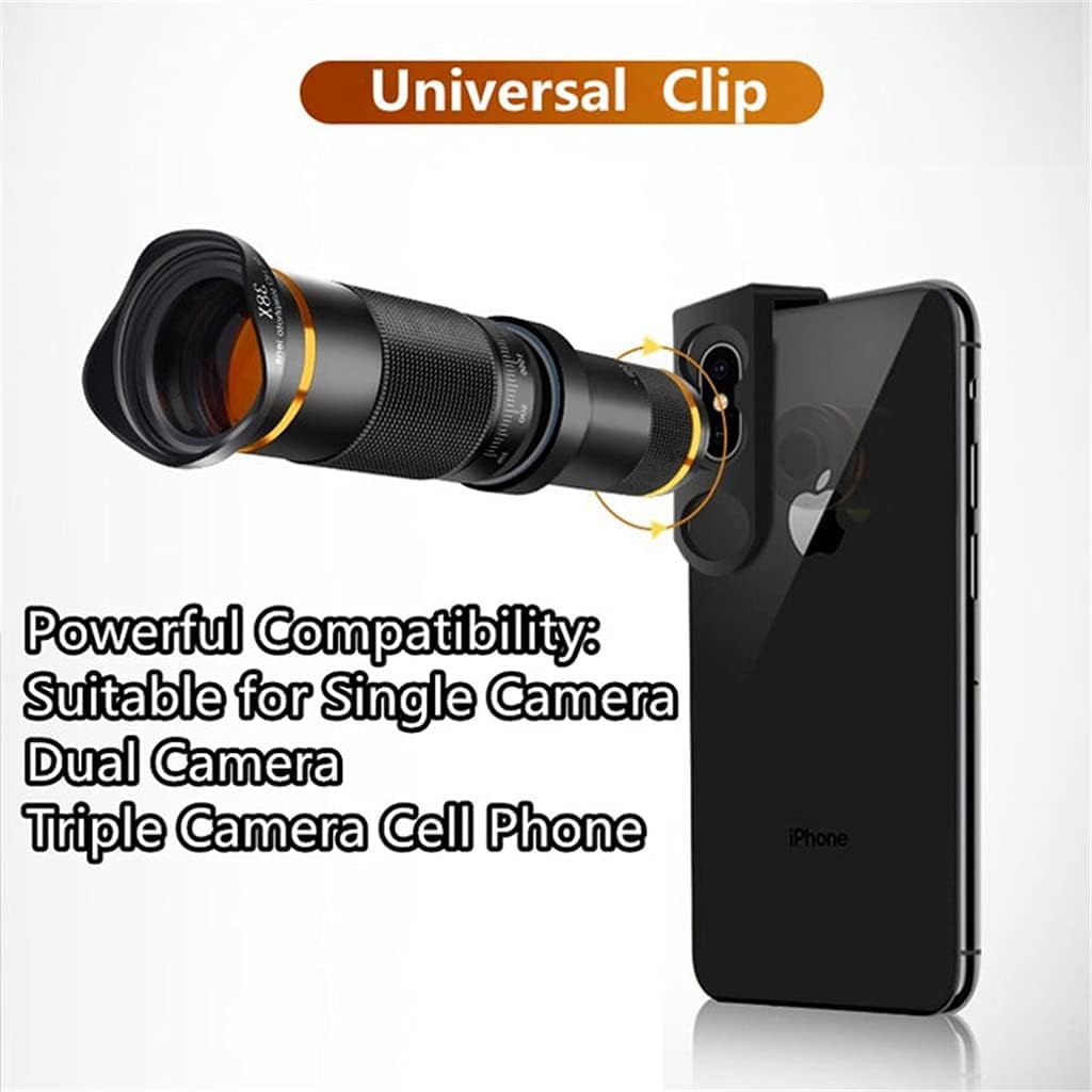 Telecope Lens 4K HD Universal Telephoto Phone Camera Lens for Smartphone Mobile Lens Kit Include Tripod (Size : Black)