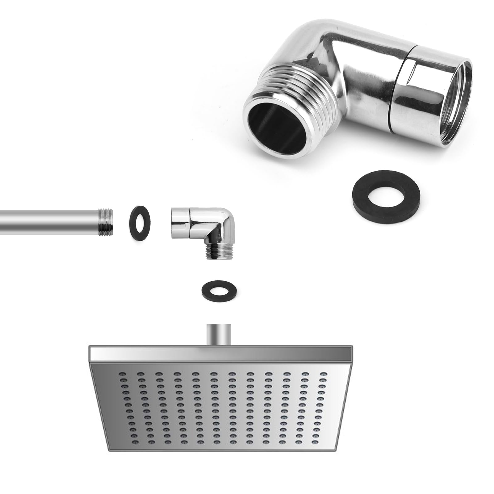 HENGBIRD Słuchawka prysznicowa adapter 90 stopni z uszczelką, przegub głowicy prysznicowej, deszczownica, adapter do węża prysznicowego 1/2 cala, miedziana złączka kątowa do przyłącza filtra