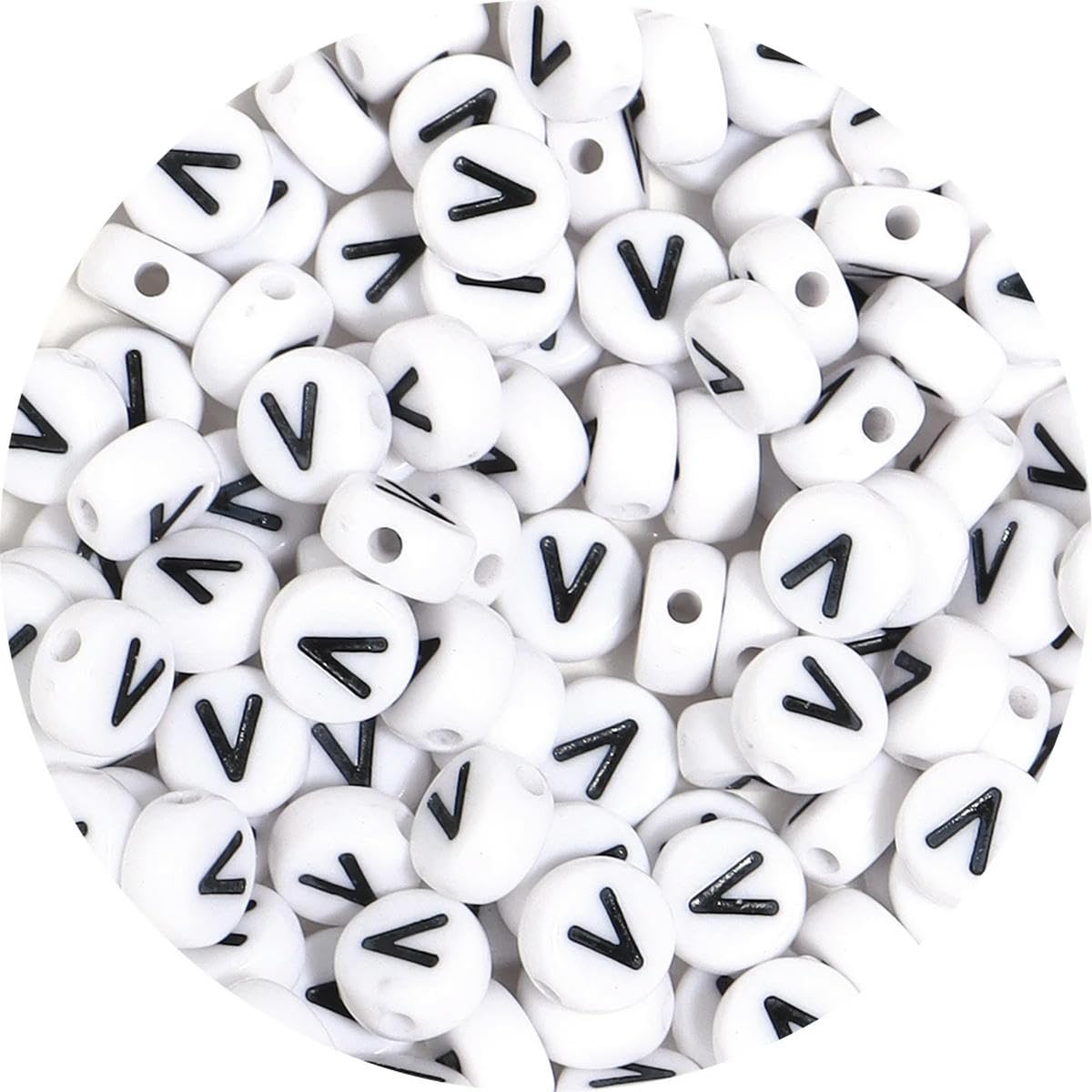 HUIOYG 100pcs/Lot Alphabet Beads Flat Round Letter Acrylic for Jewelry Making