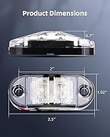 Vista 6 de 2 luces LED de 2 diodos para marcador lateral de remolque de 2.5 pulgadas, luz de marcador lateral ovalada LED para remolque, guardabarros, luces