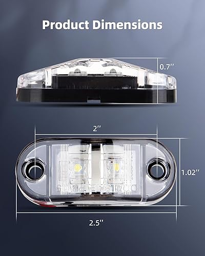 Miniatura 6 de 2 luces LED de 2 diodos para marcador lateral de remolque de 2.5 pulgadas, luz de marcador lateral ovalada LED para remolque, guardabarros, luces