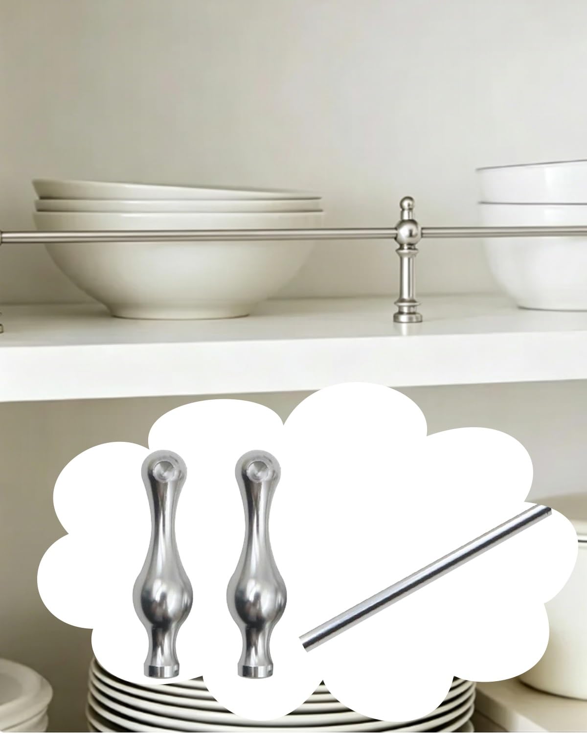 Étagères de cuisine et placard protégés par cette barre de protection avant