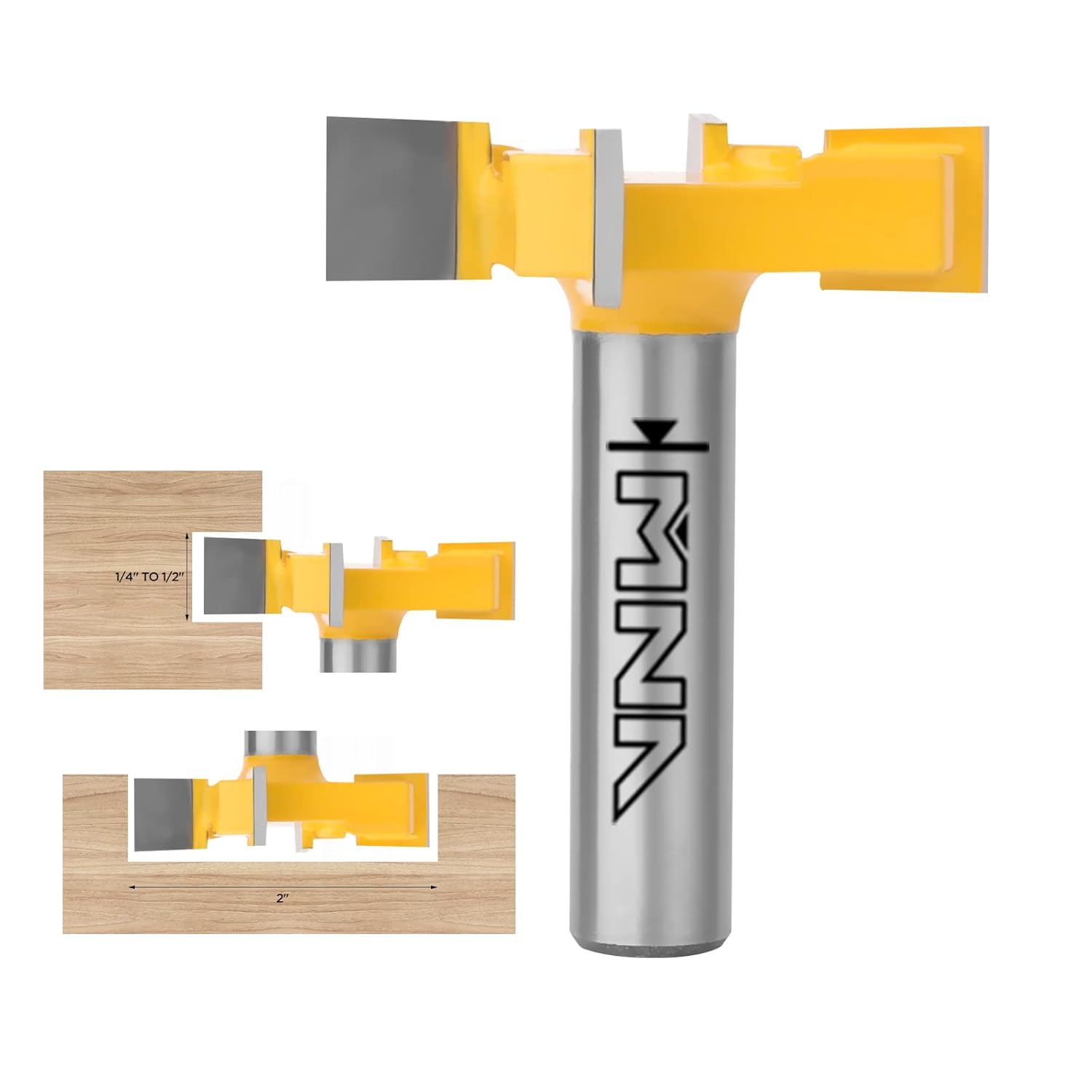 MNA CNC Spoilboard Surfacing Router Bit,4PCS Router Bit Set,1/2 Inch Shank，4 Wings,2-Inch Cutting Diameter,1/4" 5/16" 3/8" 1/2" Milling Depth