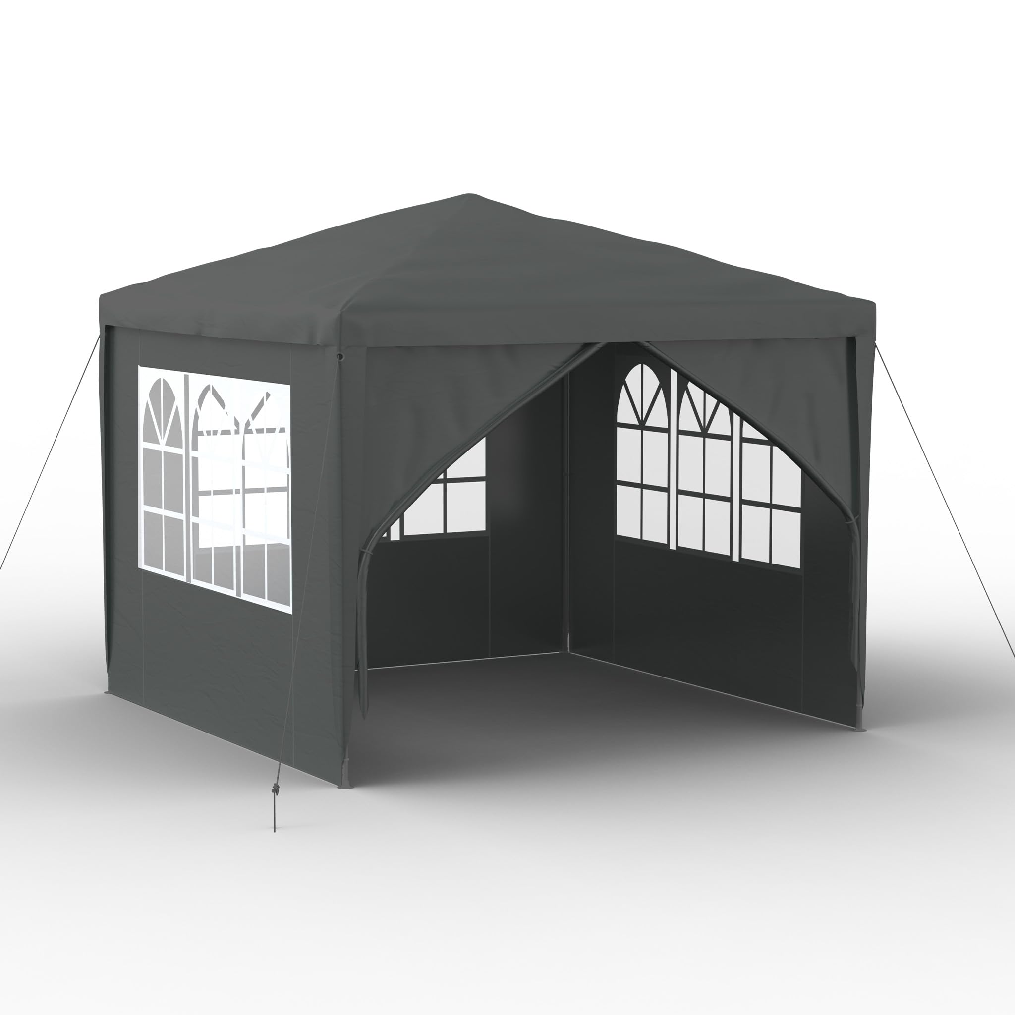 YRHome Pavillon 3x3 m Partyzelt Zelt Stabil Wasserdicht Winterfest UV-Schutz Gartenpavillon Festzelt Bierzelt Camping Zelt mit Seitenteilen & Fenstern für Garten und Camping,Anthrazit