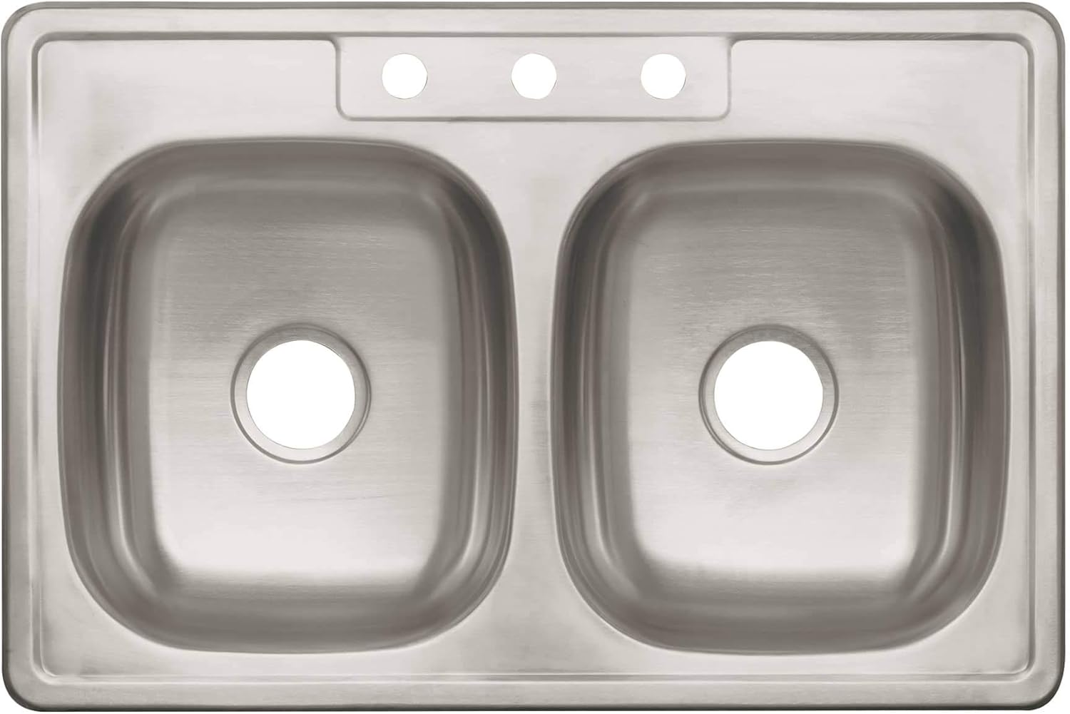 Truper 49174 / TA-842T - 33" x 22" Under-Mount Double Bowl Kitchen Sink