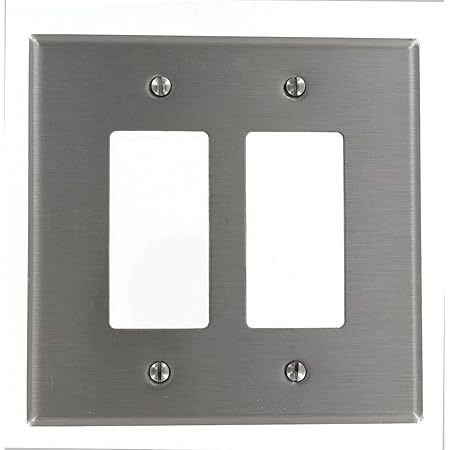 Leviton Decora Device Wall Plate, Number Of Gangs: 2 Stainless Steel, Not Applicable Finish, Silver 84409-G40 - View #4