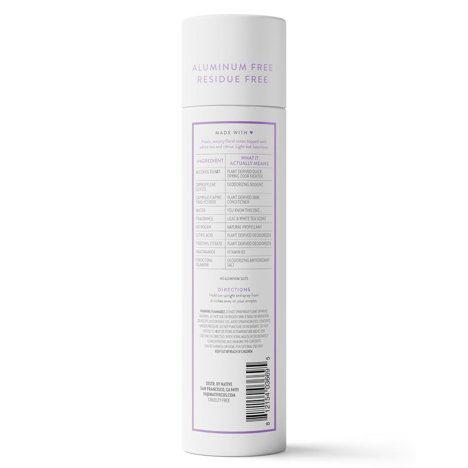 Native Deodorant & Body Spray Contains Naturally Derived Ingredients | Deodorant for Women and Men, All Day Odor Protection, Aluminum and Hydrocarbon Propellant Free | Lilac & White Tea - Image 9