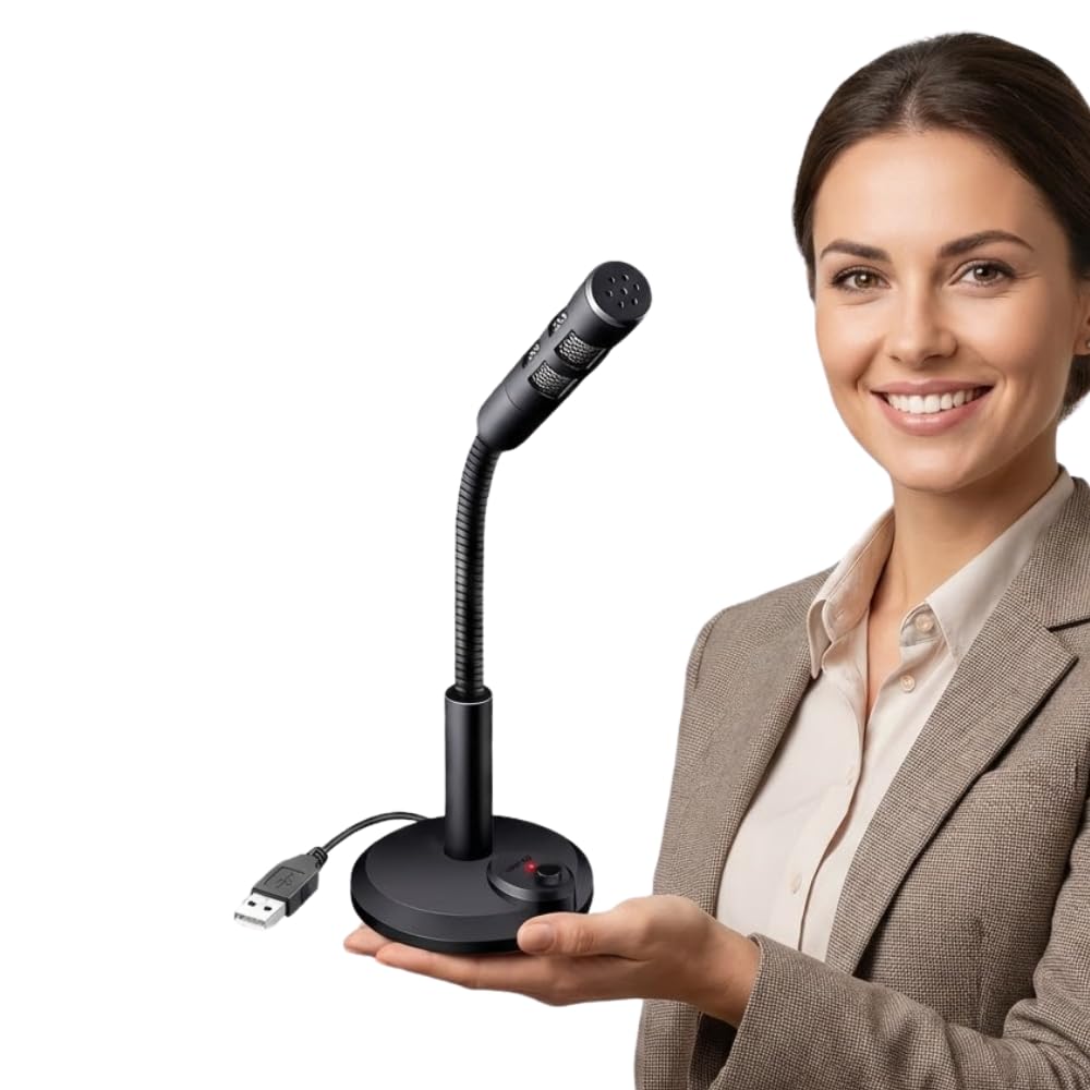 Drumstone (𝐒𝐩𝐞𝐜𝐢𝐚𝐥 𝟏𝟓 𝐘𝐞𝐚𝐫𝐬 𝐖𝐚𝐫𝐫𝐚𝐧𝐭𝐲 USB Computer Microphone Plug and Play | Wired Desktop Mic with Flexible Gooseneck, Mute Button for Meetings, Streaming & Voice Recording-image-11
