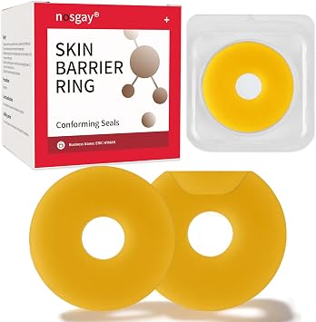 Ostomy Barrier Rings 4MM Thick, 2 Diameter Moldable Ostomy Rings Sting-Free Hydrocolloid Adhesive Skin Barrier Rings Elastic Ileostomy Ostomy Stoma Urostomy Seal Rings for Colostomy Bags