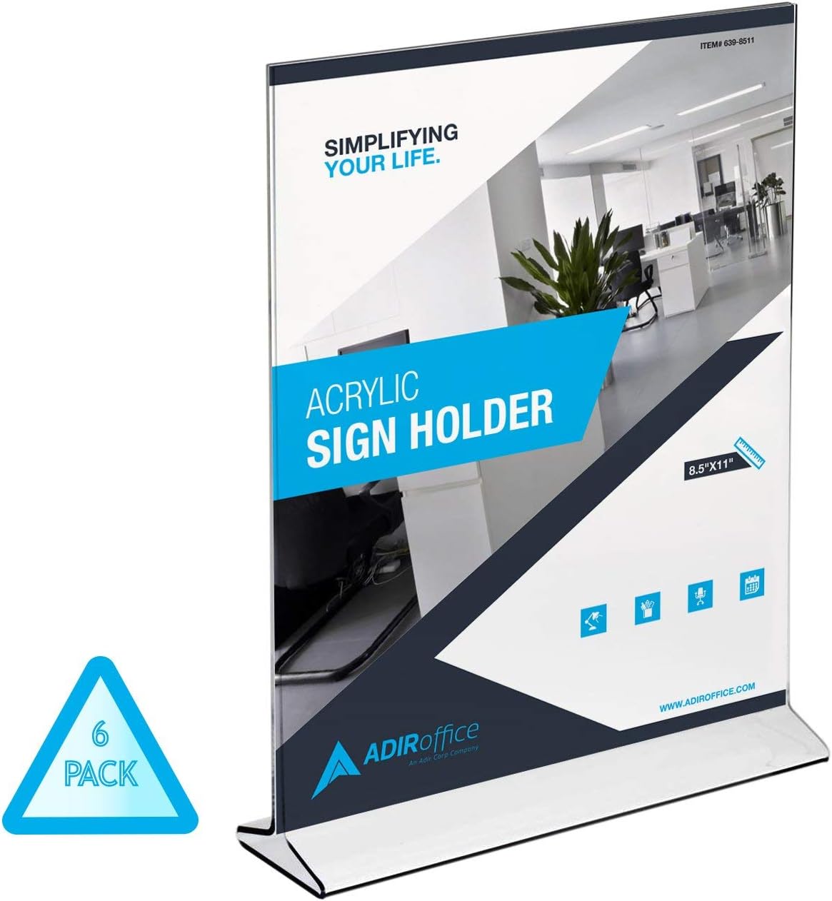 🔥 Cаѕhbасk uр tо 70% Adir Table Card Display – Portrait Style Menu Ad Frame – Top Insert – Clear Acrylic (6 Pack, 8.5x11)