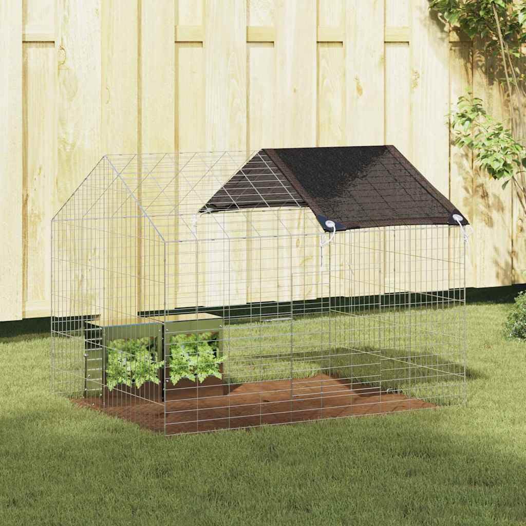 Jaula para conejos plateada, 100 x 78 x 78 cm, robusta jaula para conejos de acero galvanizado para el jardín, recinto al aire libre para animales pequeños y roedores en exteriores