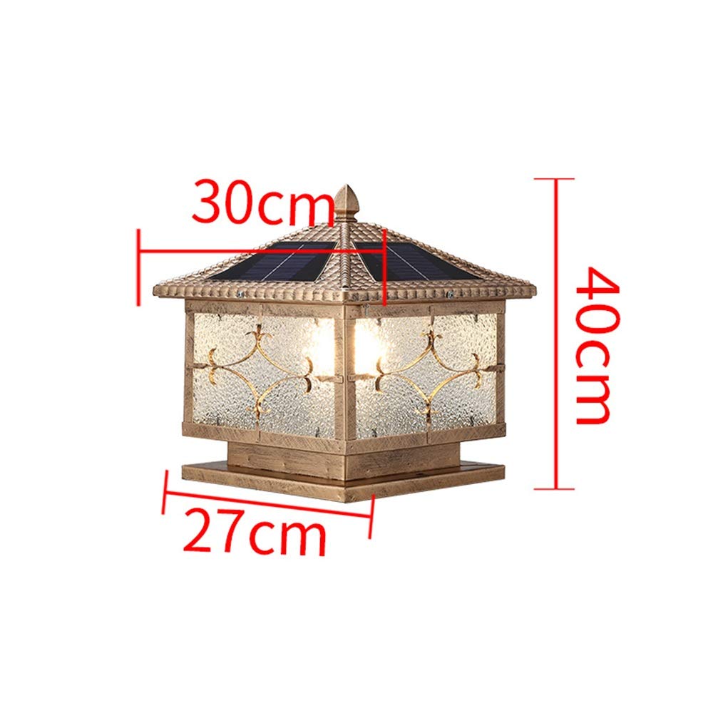 Latarnia Ogrodowa, Zewnętrzna Lampa Solarna W Stylu Słupka Aluminiowego, Wodoodporna, Oświetlenie Led Do Ogrodu, Na Płot, Taras Lub Patio,27 * 30 * 40CM