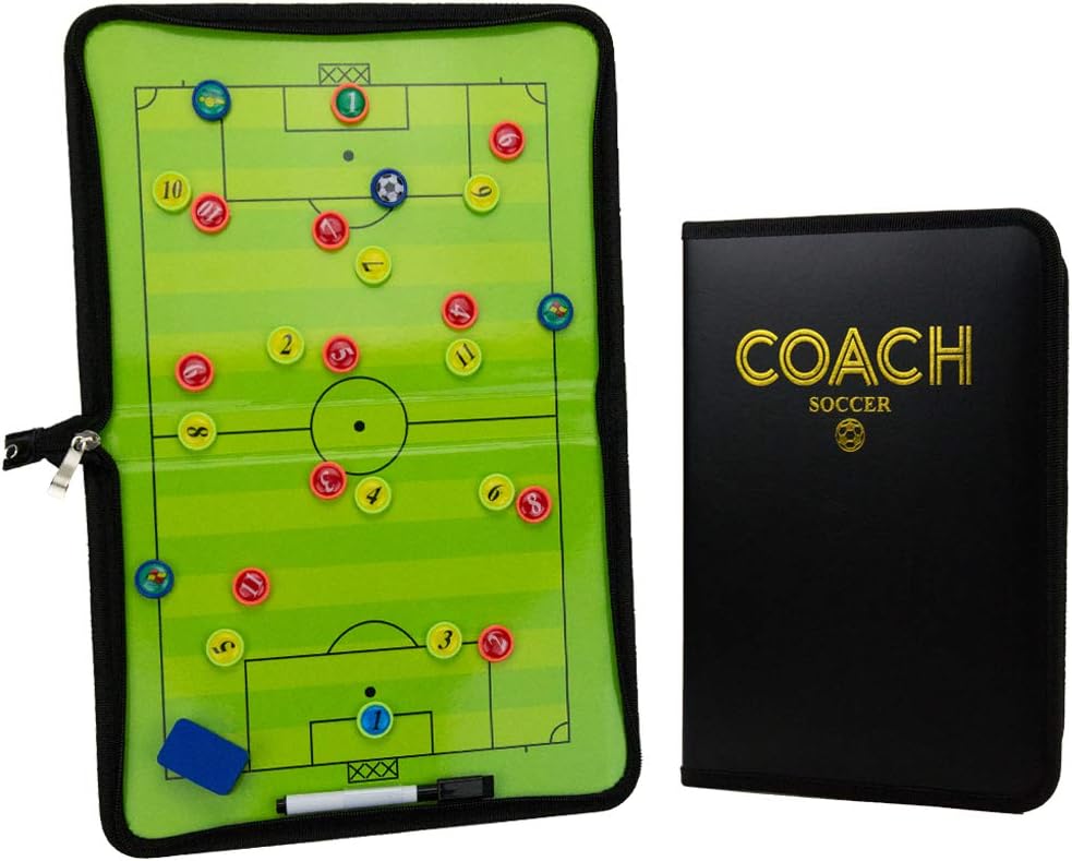 Premium Soccer/Football Tactics Board - Dry Erase Coaching Strategy Board with Pen, Eraser and Player Medallions
