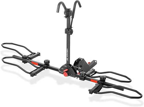 Arksen Soporte de plataforma de 2 bicicletas inclinable inteligente montado en enganche estilo plataforma plegable de 2 pulgadas para neumáticos