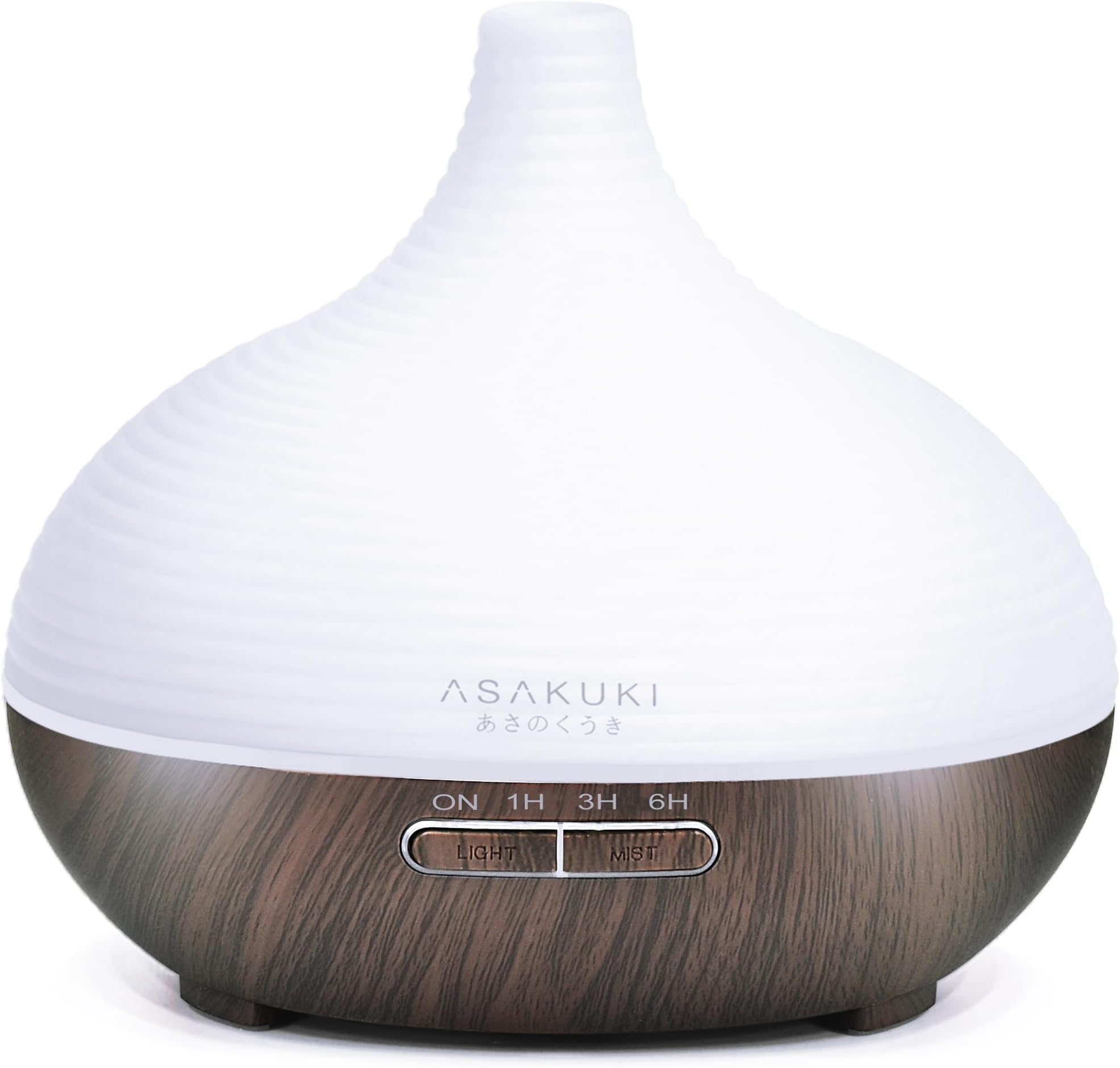 ASAKUKI 300ml Essential Oil Diffuser, Premium 5 In 1 Ultrasonic Aromatherapy Scented Oil Diffuser Vaporizer Humidifier, Timer and Auto-Off, 7 LED Light Colors-Brown