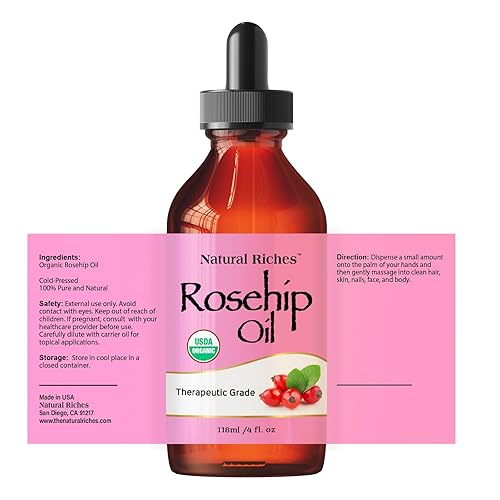 Miniatura 2 de Natural Riches Aceite orgánico de semilla de rosa mosqueta para cara, 100% puro, natural, prensado en frío, sin refinar, aceite portador sin OMG