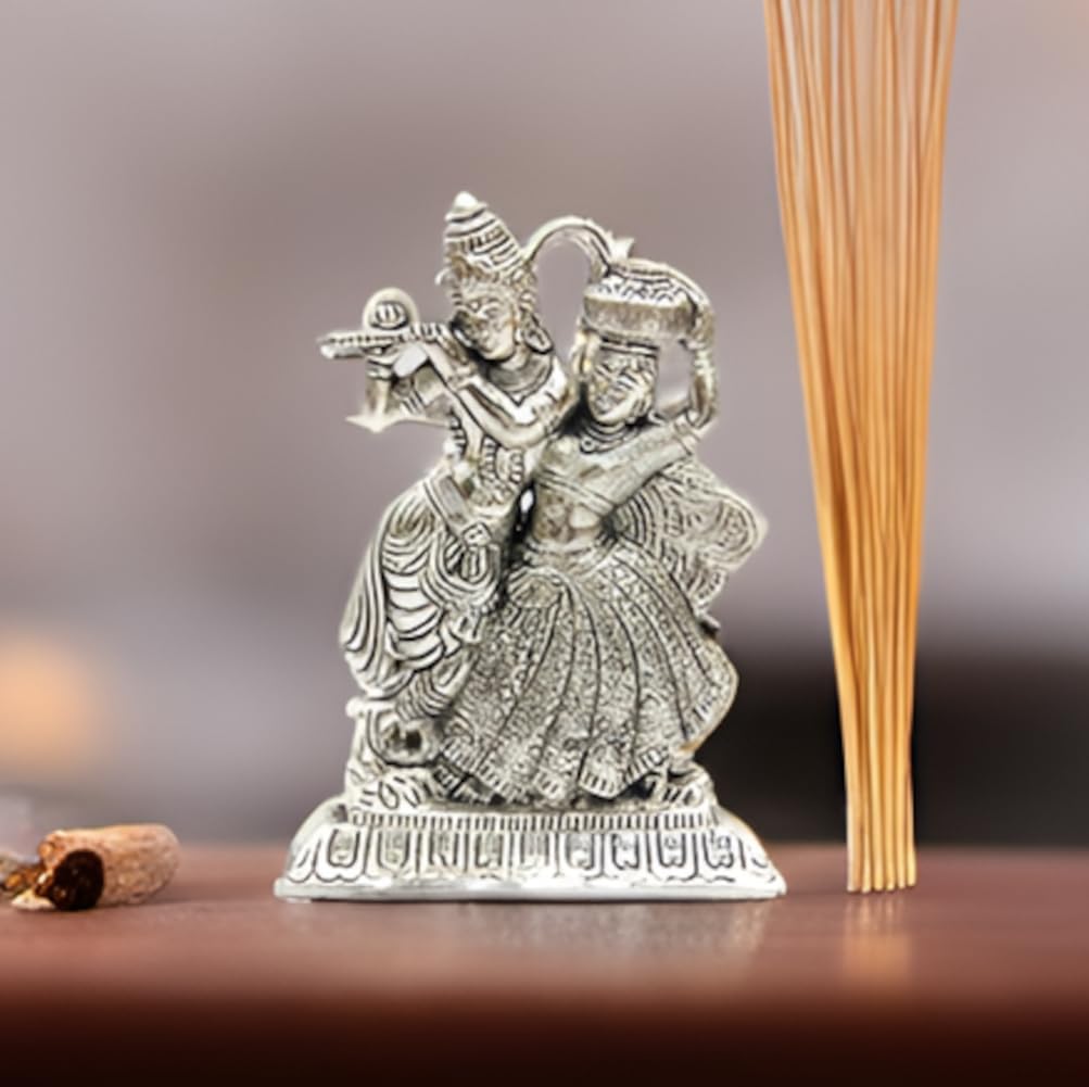 Purpledip White Metal Radha Krishna showpiece (10188)