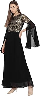 Cottinfab Women Gown Black Dress
