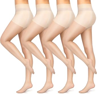 Mepase 4 Pairs Women Golf Sheer Tights UV Protection Stockings with Reinforced Toes Non Slip Sheers Tights Outdoors