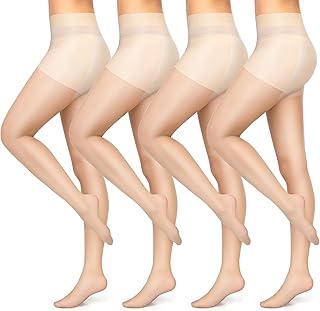 4 Pairs Women Golf Sheer Tights UV Protection Stockings with Reinforced Toes Non Slip Sheers Tights Outdoors