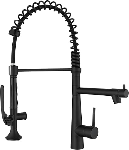 Matte Black Kitchen Faucet with Sprayer - AIMADI Commercial Single Handle One Hole Pull Down Sprayer Kitchen Faucets