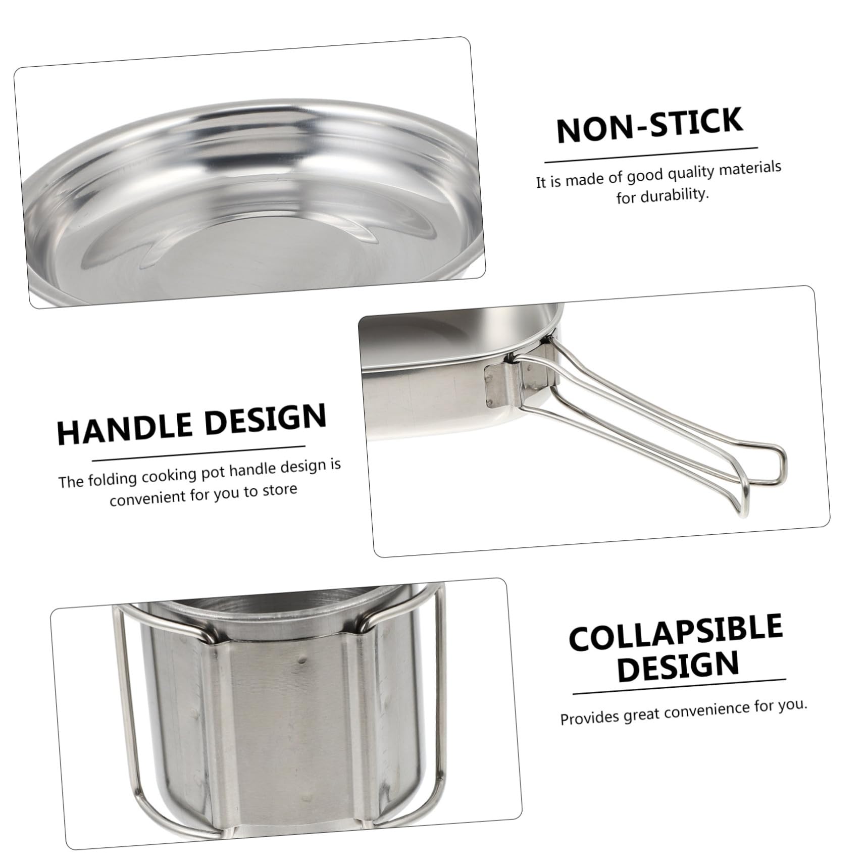 TOPBATHY Set de Cuisine Camping INOX avec Casseroles et Faitouts Pliables Ustensiles Légers et Faciles à Nettoyer pour Pique- et Activités Plein Air