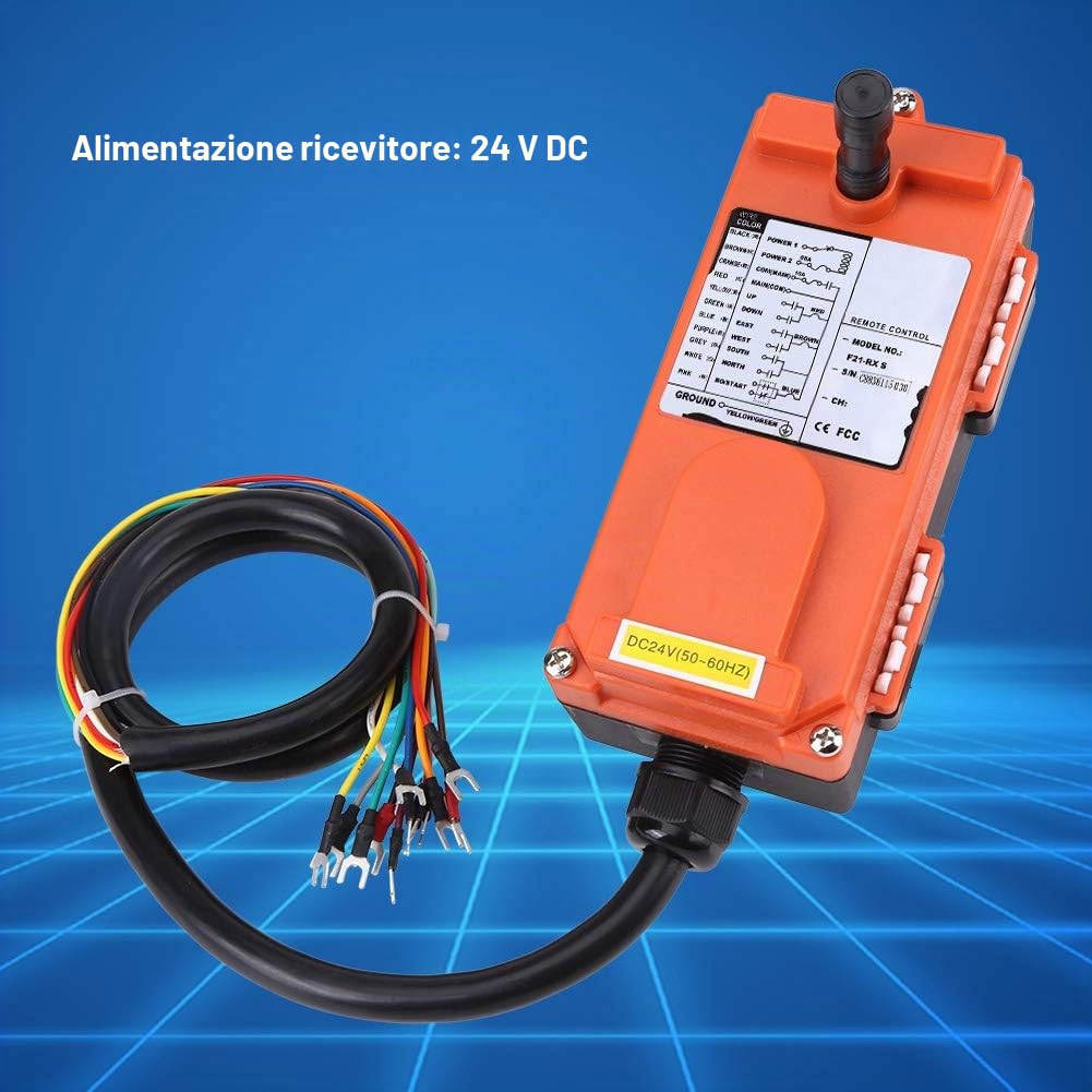 Bewinner di Radiocomando Radio a Gru a 24 V DC, 8 Canali, Set di Controllo Industriale, Trasmettitore e Ricevitore