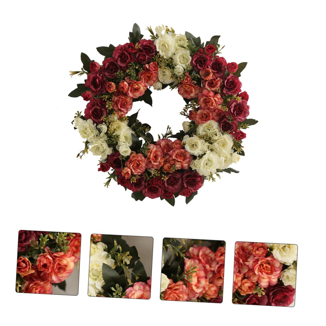 Künstlicher Rosenkranz aus Rattan und Seidengarn für Tür und Wand | Girlande für Hochzeit und Party, Rosen Deko für Weihnachten und Neujahr