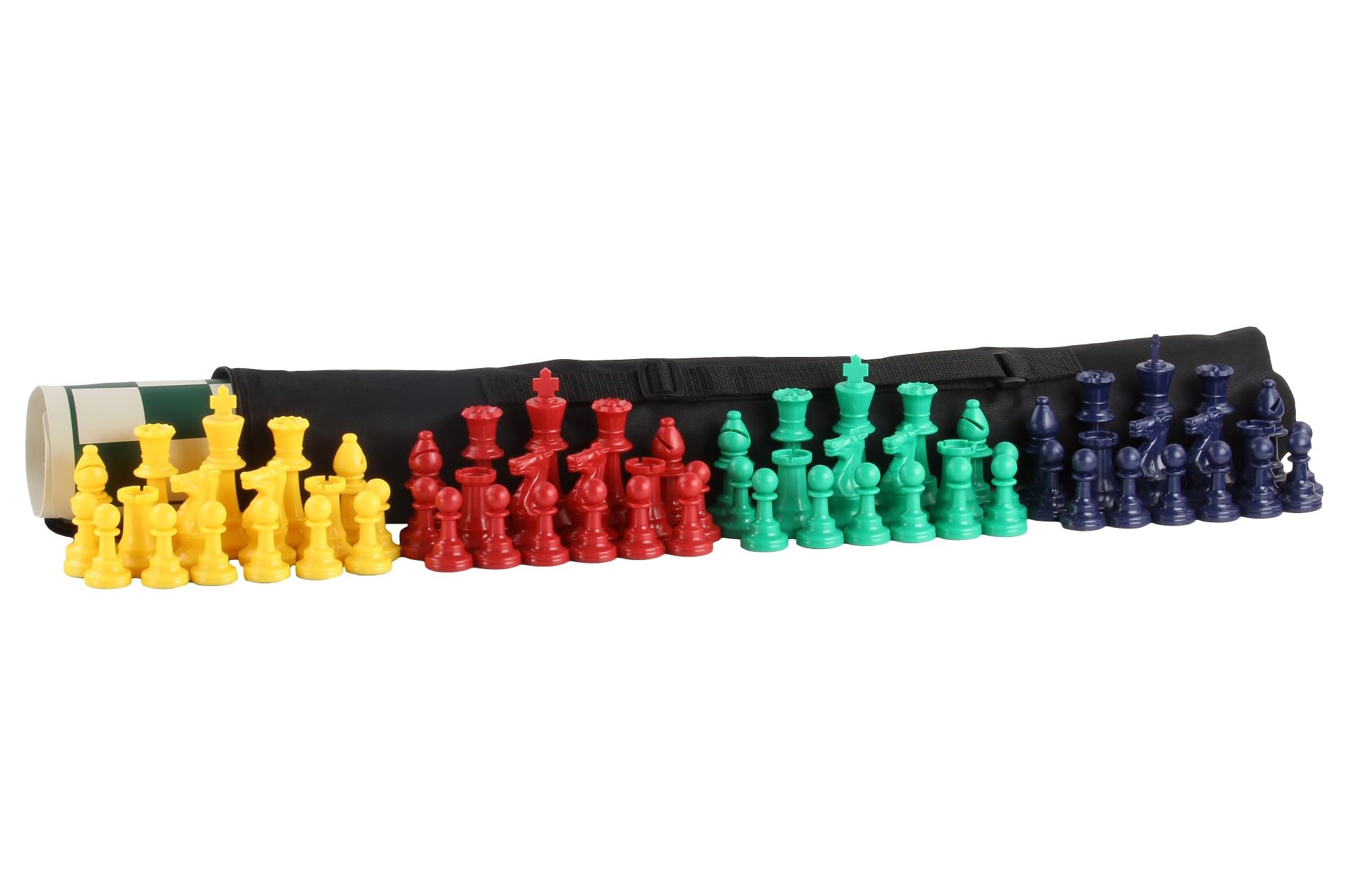 Sunrise Chess & Games - Set da scacchi per quattro giocatori con grande scacchiera e pezzi colorati - Gioco di strategia per famiglia, amici e gruppi