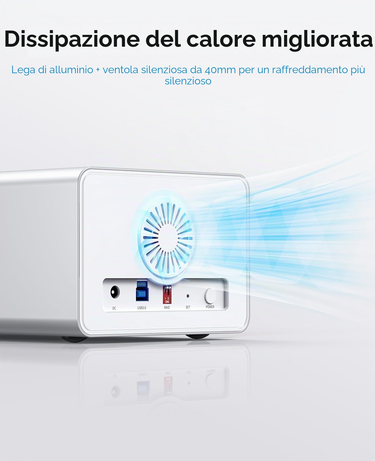 ORICO 2 Baia RAID Alloggiamento Esterno per Dischi Rigidi per HDD/SSD SATA da 2,5/3,5 pollici Fino a 2X 22TB, USB3.0 Type-B Docking station, Supporta RAID 0/1/PM (9928RU3)