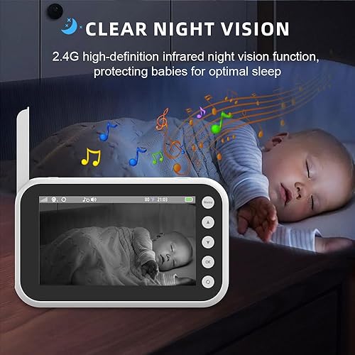 Miniatura 4 de Matybobe Monitor de bebé WiFi con cámara y audio-4.3 pulgadas pantalla LCD monitor de video con cámara 720P, video de 2 vías, detección de