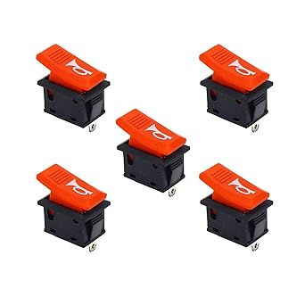 Electronic Spices 10A 125V AC 2 pin SPST momentary red color small plastic horn rocker switch pack of 5