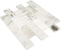 Vista 2 de Daltile SimplyStick Mosaix - Mosaico biselado de piedra natural de mármol de 2 x 4 pulgadas en blanco Daphne para paredes y salpicaduras