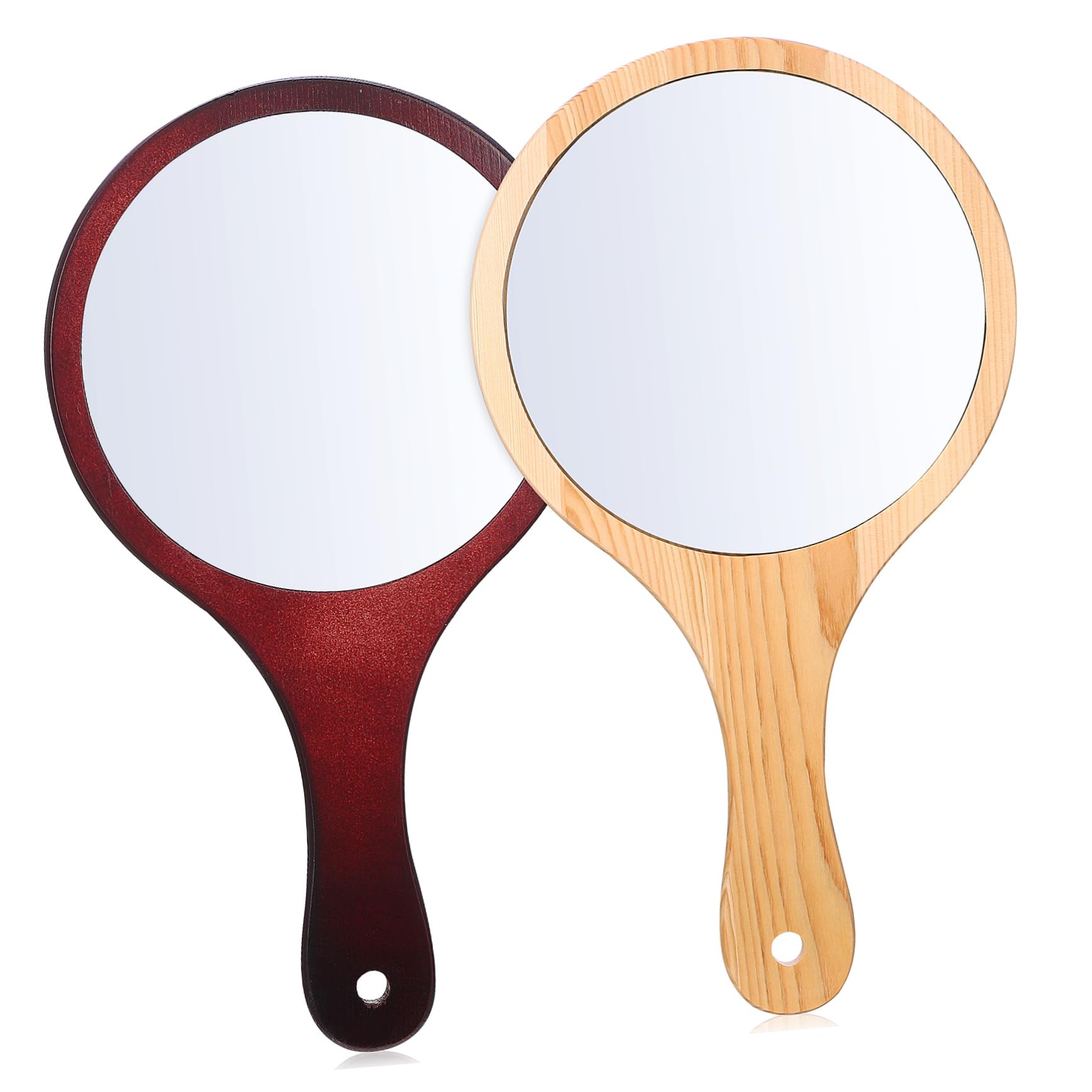 Miroir à main large en bois rétro pour voyage et coiffure à la maison