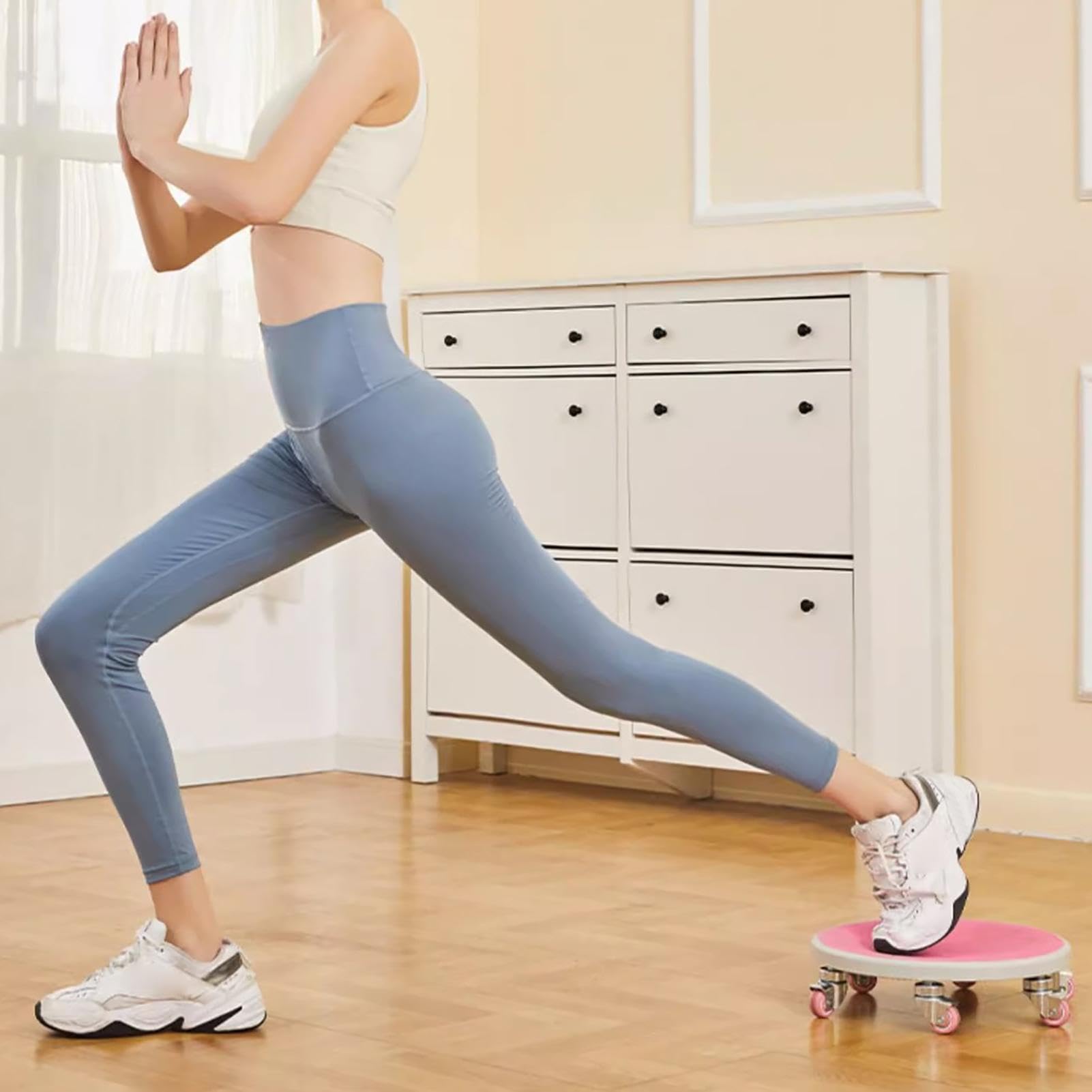 Ruota per addominali, piastra per allenamento muscolare, rullo rotante per allenamento addominale, attrezzo sportivo professionale con tappetino per ginocchia e 6 ruote, attrezzatura fitness a basso