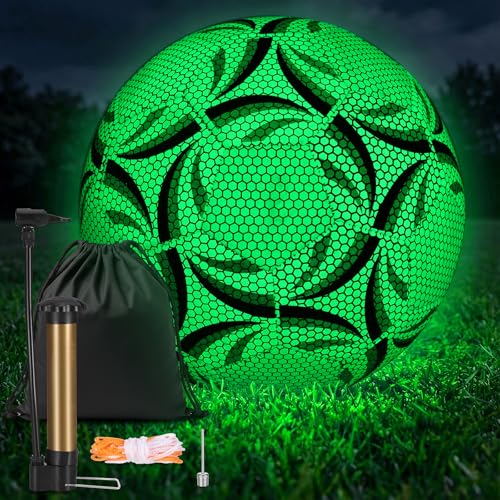 TranRantic Reflective Football Glow in The Dark Football Size 5 Light Up Soccer Ball for Adults Glowing Practice Training Soccer for Night Training Ideal Outdoor Sports Gifts