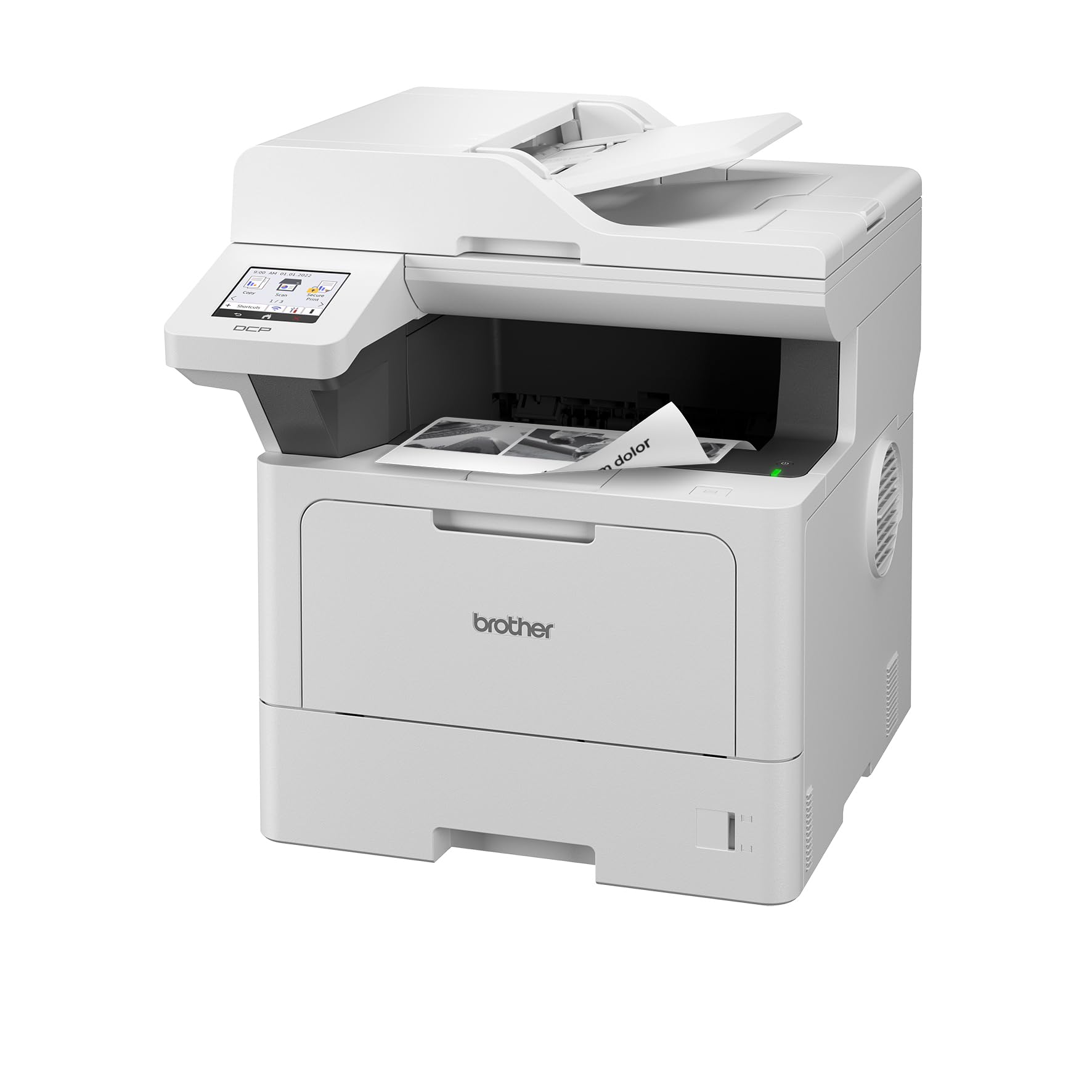 Brother DCP-L5510DW 3-in-1 Multifunktionsdrucker schwarz weiß (A4, 48 Seiten/Min., 1.200x1.200 DPI, LAN, WLAN, Duplex, 250 Blatt Papierkassette) weiß/grau