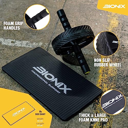Bionix Ab Roller Exercise Wheel With Knee Mat & Non Slip Handles - Fitness Abs Roller Wheel Core Workout Cruncher Trainer, Home Gym Equipment Strength Training, Abdominal Ab Wheel - Image 5
