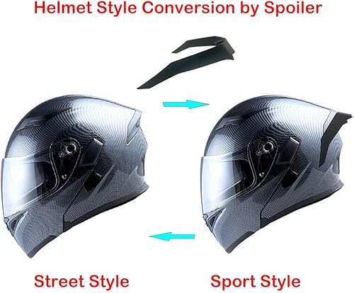 Miniatura 3 de 1Storm Casco modular de cara completa para motocicleta con doble visera abatible y protector solar HB89 Fibra de Carbon Negro