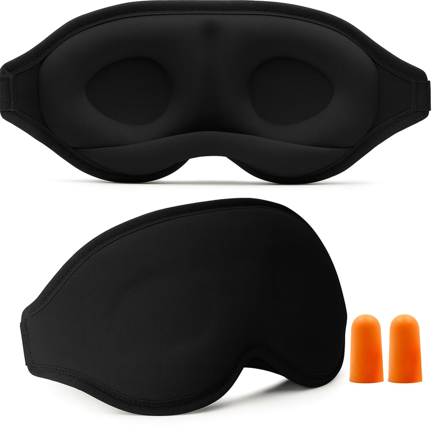 Lyrovo 3D Contoured Eye Mask for Sleeping Men & Women | Soft Adjustable Sleep Mask for Eyes | Comfortable Eye Cover for Sleep, Travel & Meditation | Black Eye Sleeping Mask for Deep Rest