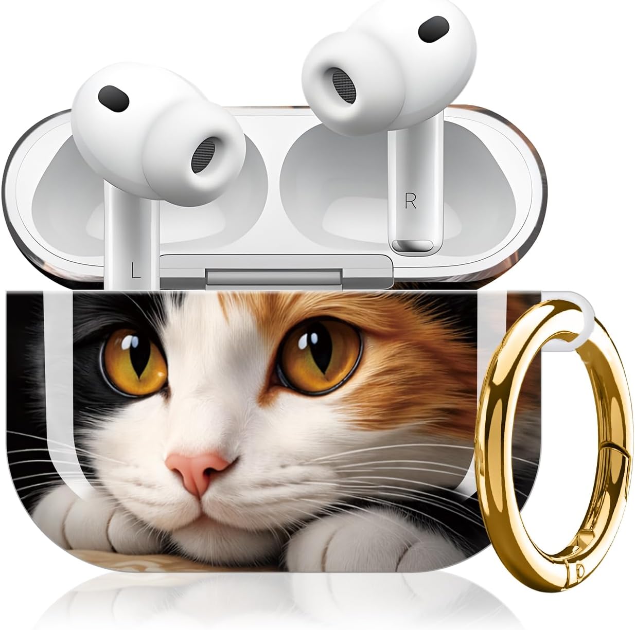 Compatible with AirPod Pro 3 Case (2025), Cute Soft TPU Protective Shockproof AirPod Pro 3rd Generation Case Cover with Golden Keychain for Women Men Yellow Black Cat