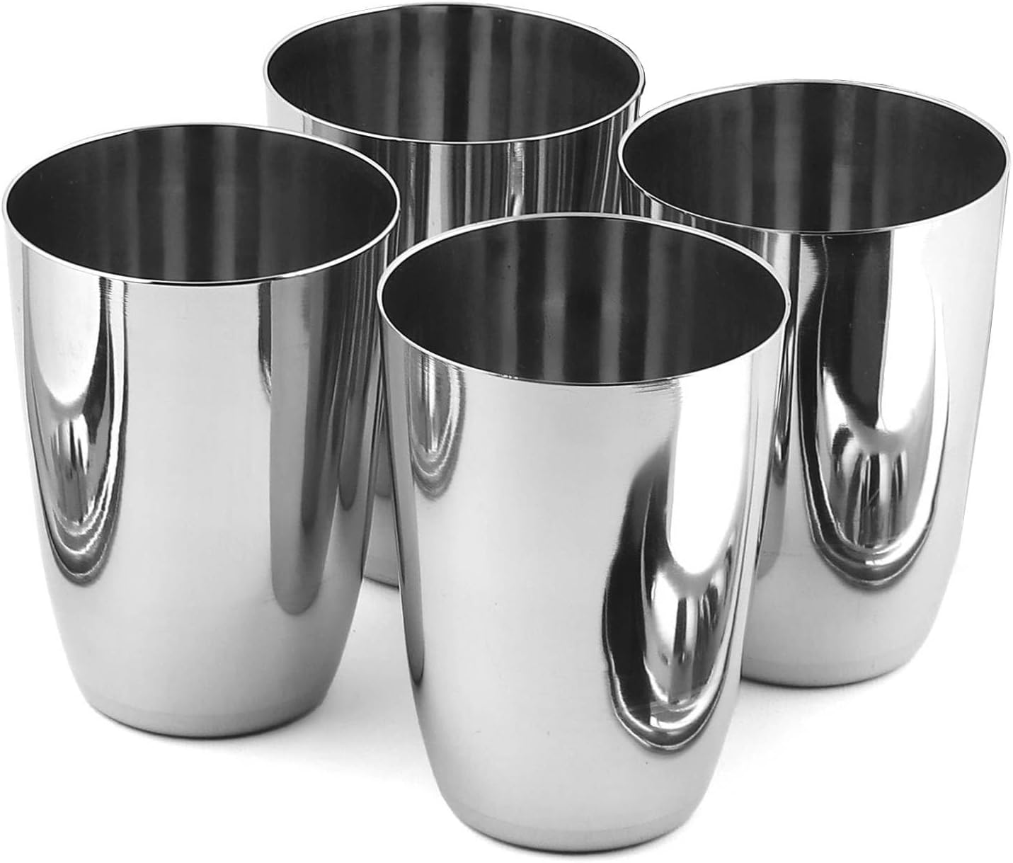 Unbreakable Stainless Steel Drinking Glasses – Heavy Gauge 350 ML (Set of 4)