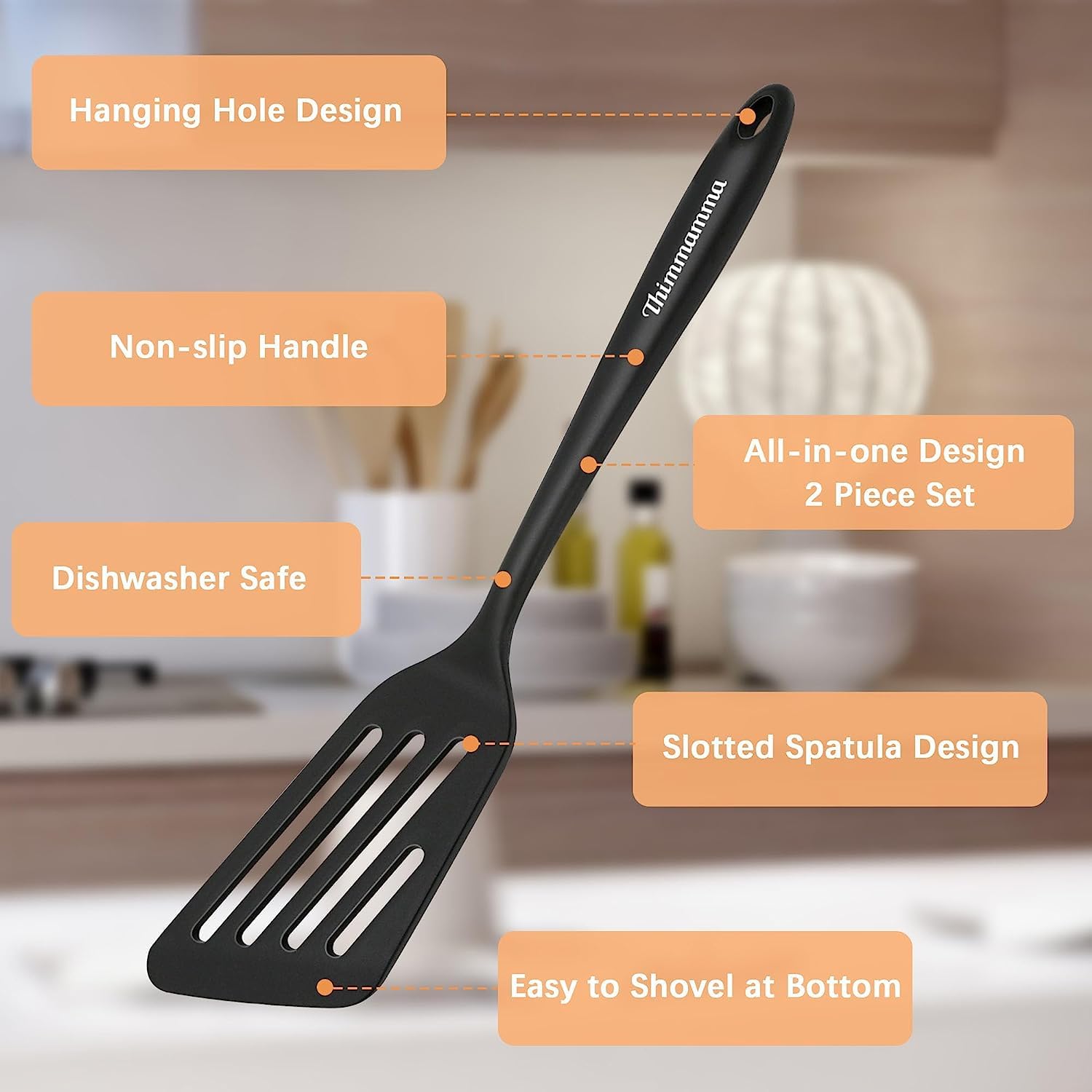 Zestaw 3 plastikowych łopatek do patelni, odpornych na wysokie temperatury, z rowkami, silikonowe łopatki BPA Free, odporne na działanie zmywacza, silikonowe narzędzia kuchenne, spachlówka do