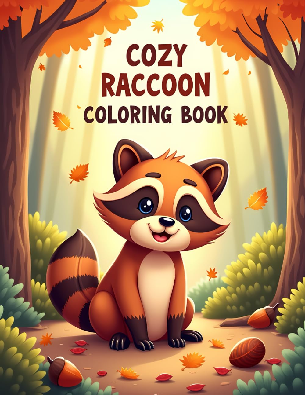 Cozy Raccoon Coloring Book: Warm and Cute Raccoon Coloring Pages with Calm Forest Scenes for Kids