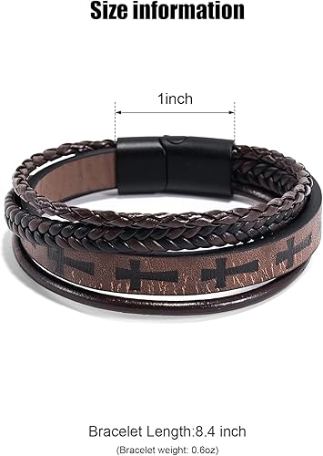 Miniatura 2 de Hamoery Men Leather Bracelet Punk Braided Rope Alloy Bracelet Bangle Wristband