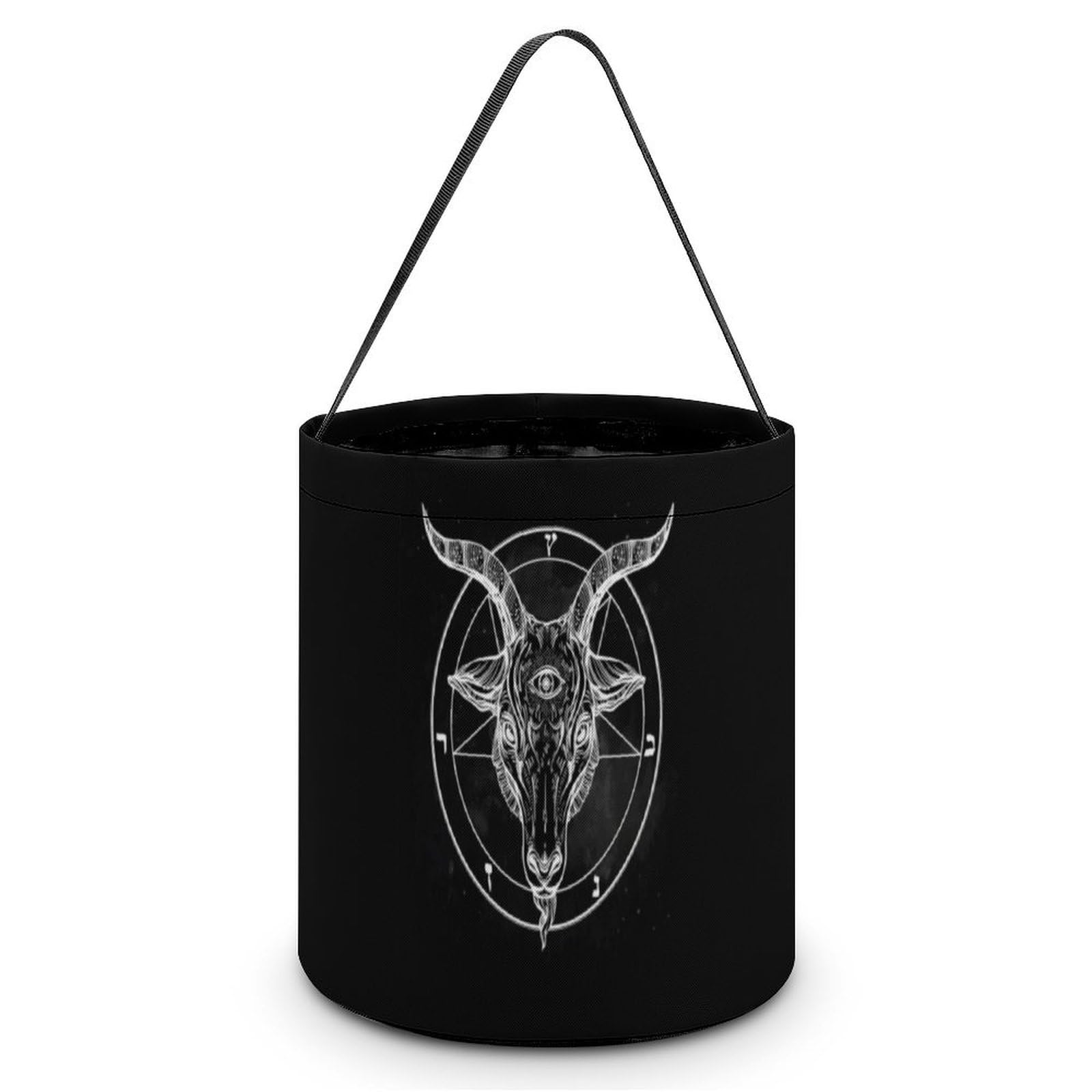 Pentagram with Demon Baphomet Satanic Goat Cute Easter Basket Bags Eggs Bucket Candy Tote Decorations Gifts Party Storage Bag, style